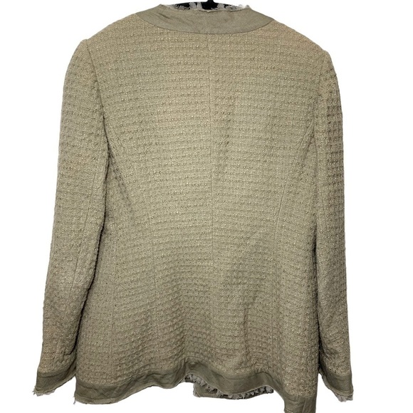 Gossip Blazer Jacket Waffle Knit Sz 48 M-L Green Tan Buttons Up Frayed Italy - Picture 5 of 16